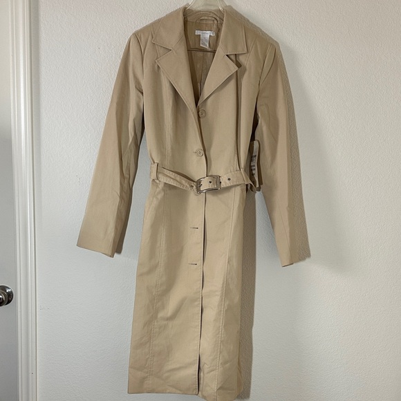 Clothes Jackets & Blazers - Clothes London Beige Trench Coat – Size 10, Belted Longline Classic Style‎